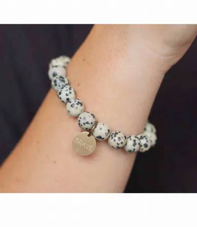 The Vintage Sparrow Women's Serenity Stone Brave Bracelet In Black Speckled In Multi
