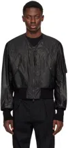The Viridi-anne Black Short Bomber Jacket In A-black