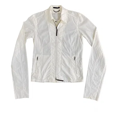 Pre-owned The Viridi-anne Cotton Cropped Zipper Jacket In White