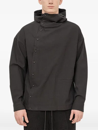 The Viridi-anne Hooded Button-up Overshirt In Brown