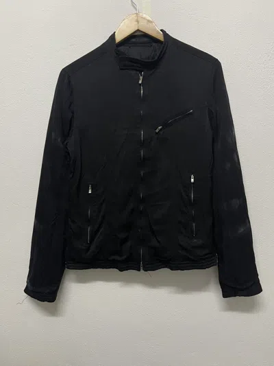 Pre-owned The Viridi Anne X Vintage 2000s The Viridi-anne Silk Biker Jacket Sleeve Faded In Black
