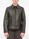 The Viridi-anne Zip-up Leather Jacket In Black