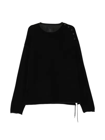 The Viridi-anne Button-shoulder Drawstring Sweater In Black