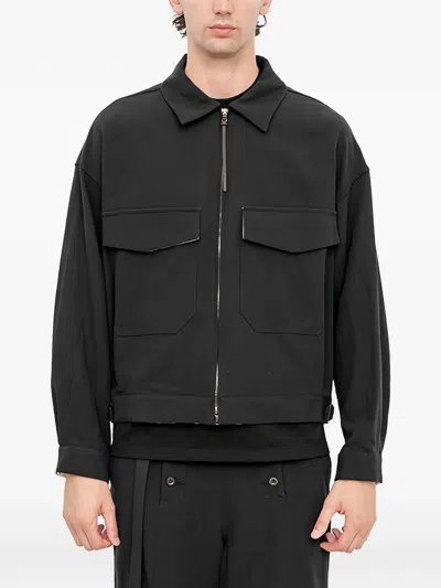 The Viridi-anne Flap-pocket Bomber Jacket In Black