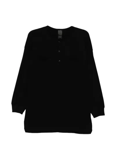 The Viridi-anne Henley-neck T-shirt In Black