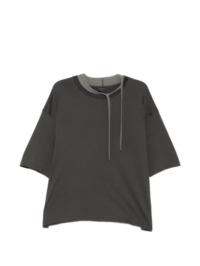 The Viridi-anne Layered-neck T-shirt In Gray