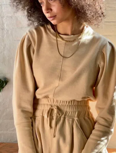 THE WAIGHT AVOCADO DYED CREW NECK TOP IN BEIGE