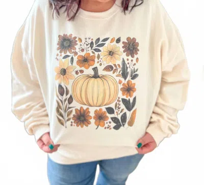The Way Down South Boho Floral Fall Pumpkin Sweatshirt - Plus In Multi In Neutral