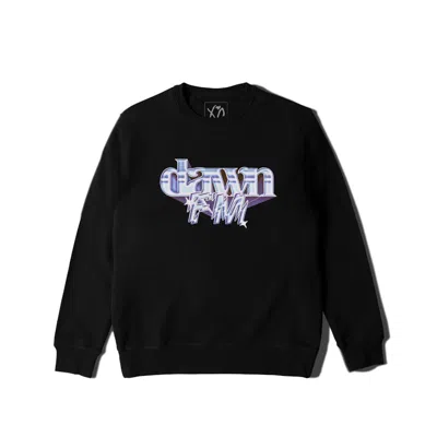 Pre-owned The Weeknd Men's  Dawn Fm Chrome Title Crewneck Sweatshirt Sweater In Black
