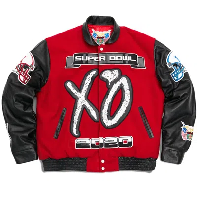Pre-owned The Weeknd Men's  X Jeff Hamilton Xo Super Bowl Lv Jacket In Black/red