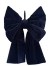 The Well Worn Blue The Oversized Charlotte Velvet Bow Navy In Blue