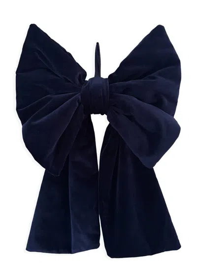 The Well Worn Blue The Oversized Charlotte Velvet Bow Navy
