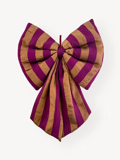 The Well Worn Gold / Pink The Large Charlotte Wide Stripe Bow In Multi