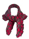 The Well Worn Women's Blue / Black / Red Triangle Red Tartan Scarf In Multi