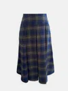 The Well Worn Women's Blue / Brown The Dune Skirt – Navy Tartan In Multi
