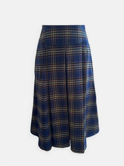 The Well Worn Women's Blue / Brown The Dune Skirt – Navy Tartan In Multi