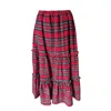 The Well Worn Women's Green / Blue / Red The Romana Red Tartan Tiered Skirt In Multi