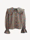The Well Worn Women's Orange / White The Luna Blouse – Vintage Floral In Multi