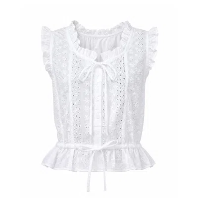The Well Worn Women's The Marnie Top - Crisp White Broderie