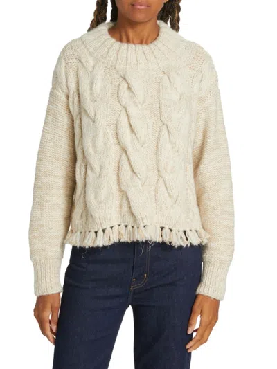 The Westside Women's Betsy Alpaca Blend Pullover Sweater In Ivory Gold