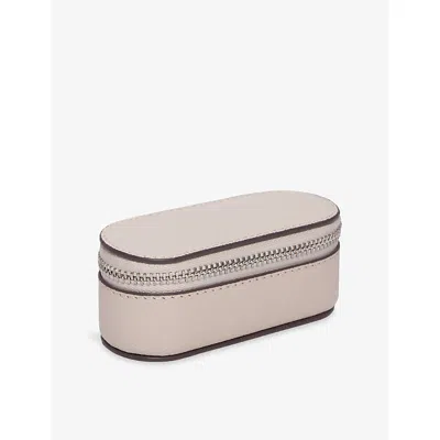 The White Company Branded Leather Travel Jewellery Case Almond In Neutral
