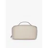 The White Company Almond Saffiano Fold Out Leather Make-up Cas In Almond