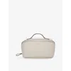 The White Company Saffiano Mini Fold Out Leather Make-up Case Almond In Brown