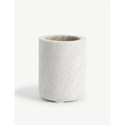 The White Company Marble Toothbrush Holder 10cm X 8cm In Beige