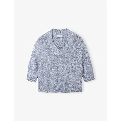 The White Company Mouline V-neck Relaxed-fit Cotton Jumper