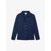 The White Company Boys Deep Water Kids Button-up Long-sleeve Linen Shirt In Deep Water