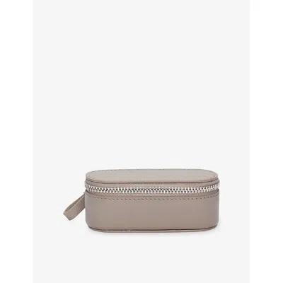 The White Company Hotchocola Branded Leather Travel Jewellery Cas In Gray