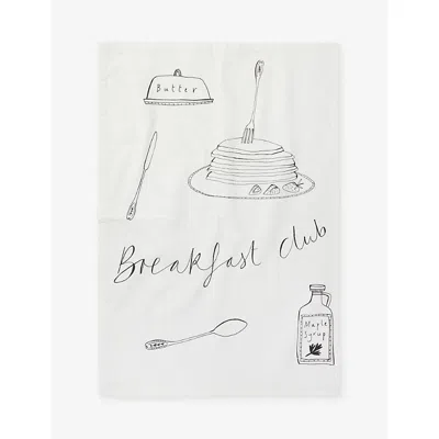 The White Company Breakfast Club Cotton Tea Towel In White