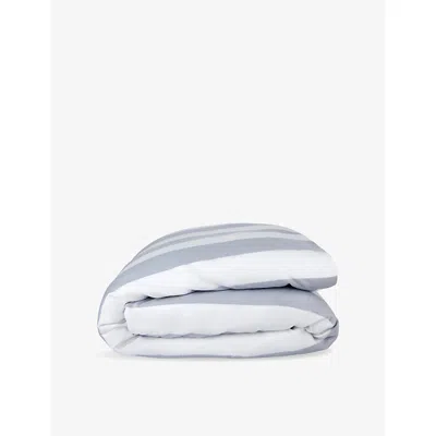 The White Company Maris Stripe Classic King Cotton-sateen Duvet Cover In Wht/chmbry
