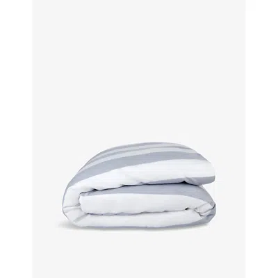 The White Company Maris Stripe Classic Single Cotton-sateen Duvet Cover In Wht/chmbry