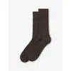 The White Company Dark Choc Ribbed Cashmere Bed Socks In Black