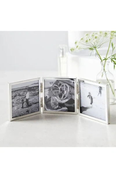 The White Company Fine Mini Hinged Three-aperture Picture Frame In Grey