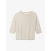 The White Company Girls Flax Kids Tubular-trim Relaxed-fit Cotton And Linen-blend Jumper