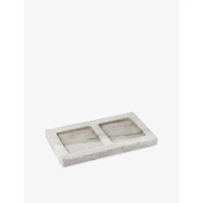 The White Company Greystone Marble Square Bottle Holder 17cm In Gray
