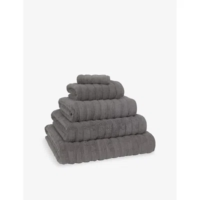 The White Company Hydrocotton Ribbed Towels Slat In Gray