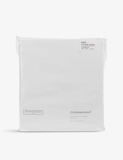 The White Company Connaught Cotton And Silk-blend Double Deep Fitted Sheet In Chalk