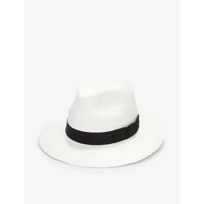 The White Company Mens White Christy Contrast-band Woven Panama Hat