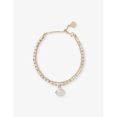 The White Company Womens Gold Moonstone Drop Beaded Gold-plated Brass Bracelet