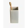 The White Company Morston Stoneware Toothbrush Holder In White