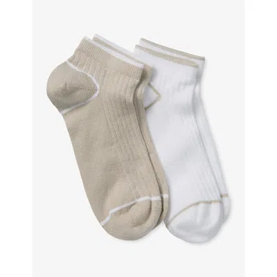 The White Company Kids' G Pack Of Two Woven Trainer Socks Mult In Gray