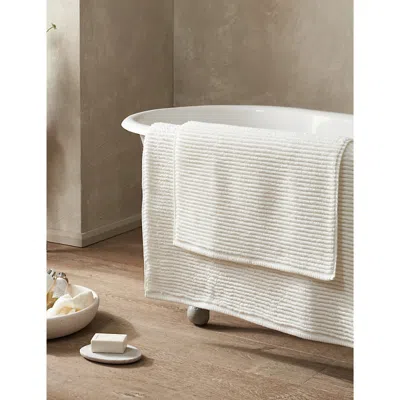 The White Company Narrow-rib Cotton Bathmat 60cm X 60cm In White