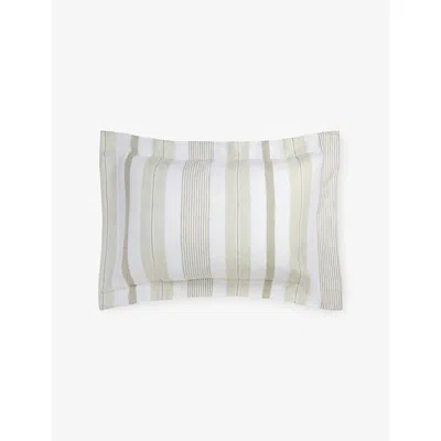 The White Company Naturlmarl Farne Stripe Single Oxford Cotton Pillowcase In White