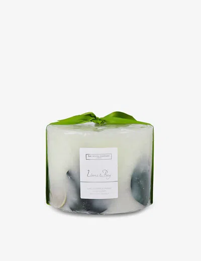 The White Company None/clear Lime & Bay Botanical Scented Wax Candle 1.5kg In Grey