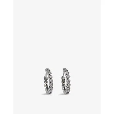 The White Company Womens Platinum Platinum-plated Brass And Zirconia Huggie Earrings