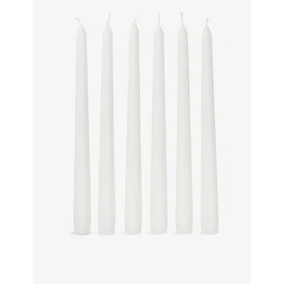 The White Company Pure Unscented Dinner Candles Set Of Six In None/clear