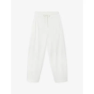The White Company S Autumnwhit Seam-detail Barrel-leg Cotton-jersey Jogging Bottoms In White